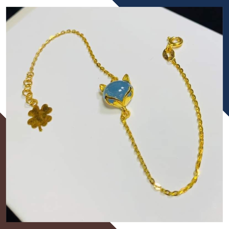 Lắc Tay Hồ Ly Vàng 10K Đính Đá Tự Nhiên Đủ Mệnh Cho Nữ LTVN261– Mang Lại Bình An & Tình Duyên