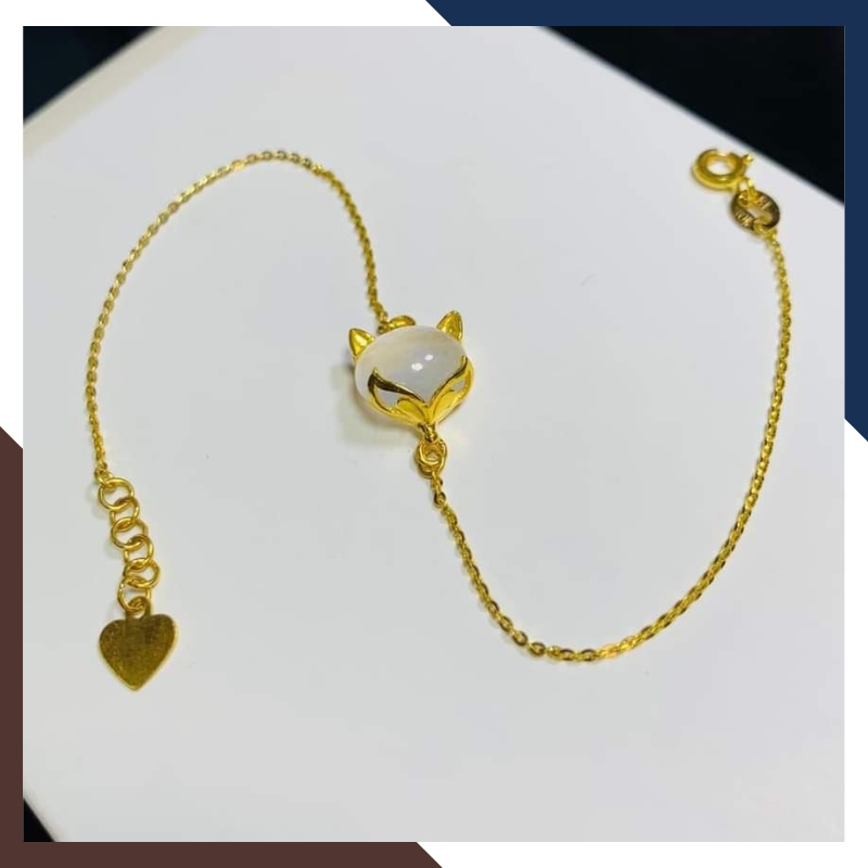 Lắc Tay Hồ Ly Vàng 10K Đính Đá Tự Nhiên Đủ Mệnh Cho Nữ LTVN261– Mang Lại Bình An & Tình Duyên