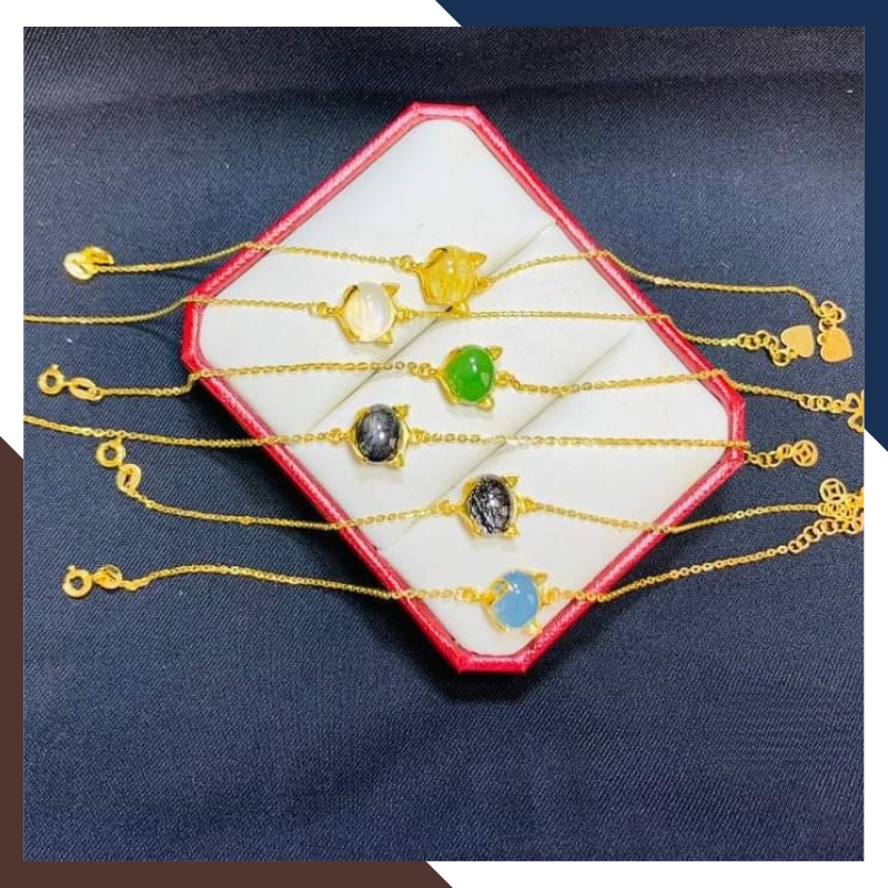 Lắc Tay Hồ Ly Vàng 10K Đính Đá Tự Nhiên LTVN261 – Thu Hút Tình Duyên