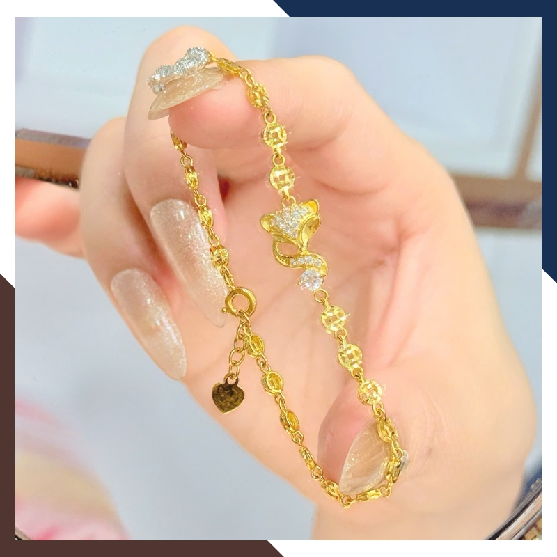 Lắc Tay Hồ Ly Vàng 10K LTVN257 Thu Hút Tài Lộc | Ngọc Trai Anchi