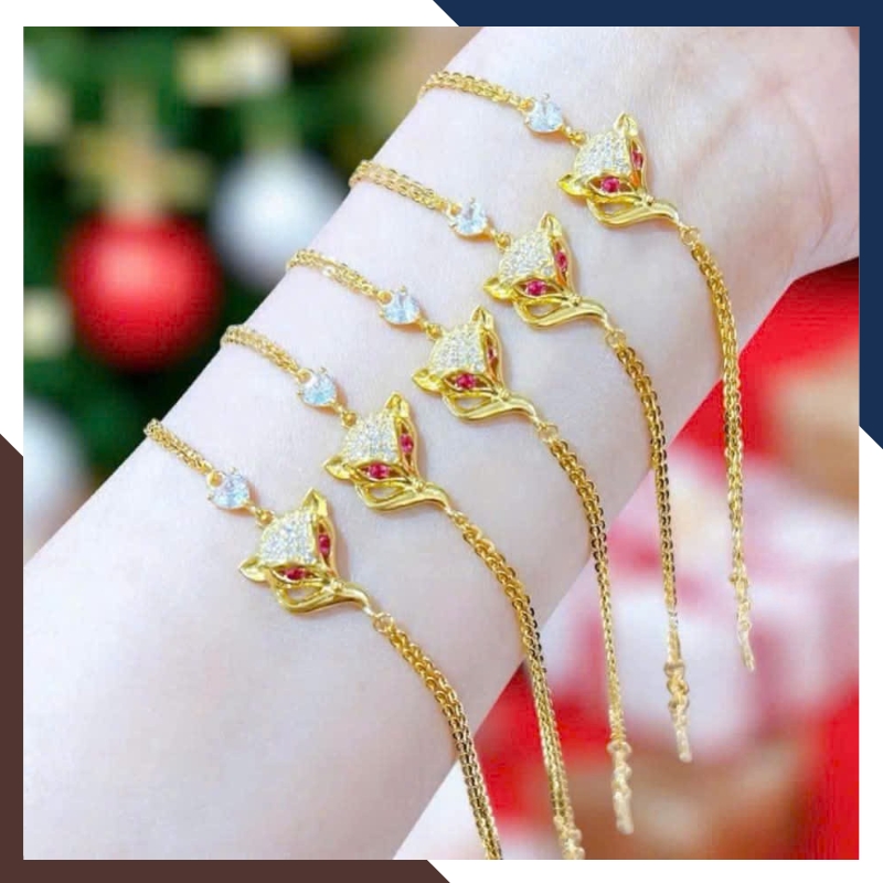 Lắc Tay Hồ Ly Vàng 10K LTVN257 Thu Hút Tài Lộc | Ngọc Trai Anchi