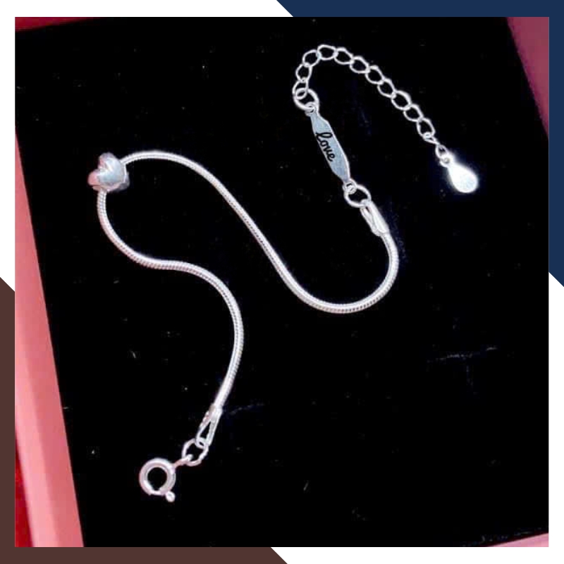 Lắc Tay Bạc Nữ Phối Trái Tim & Khắc Tên Theo Yêu Cầu LTBN116