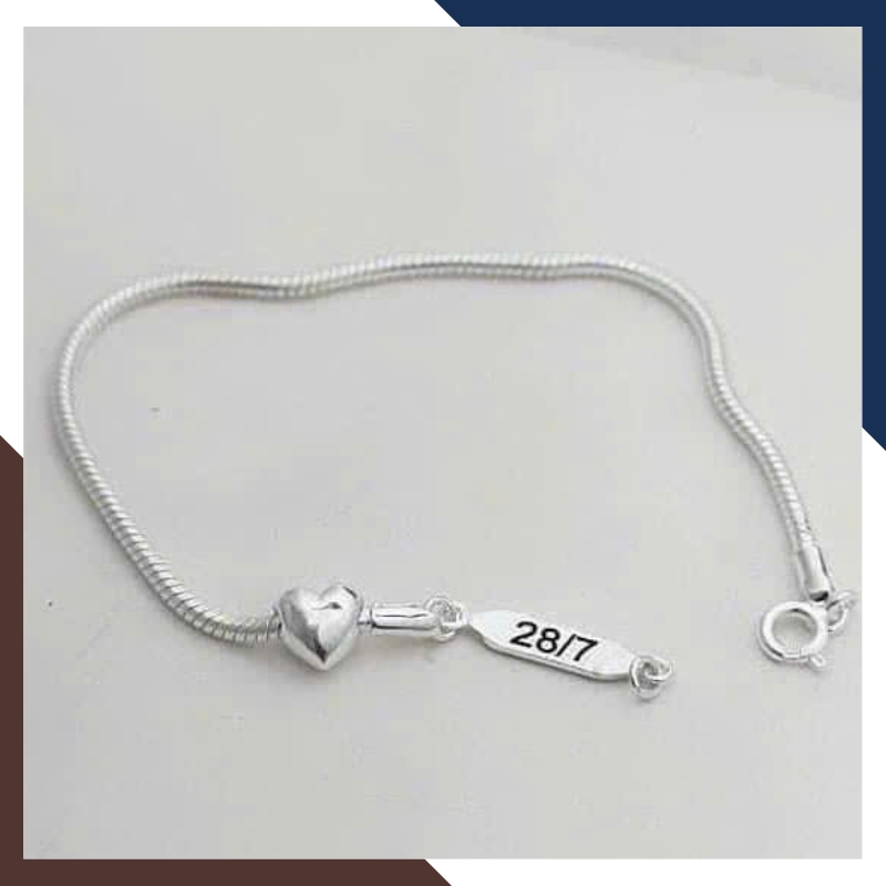 Lắc Tay Bạc Nữ Phối Trái Tim & Khắc Tên Theo Yêu Cầu LTBN116