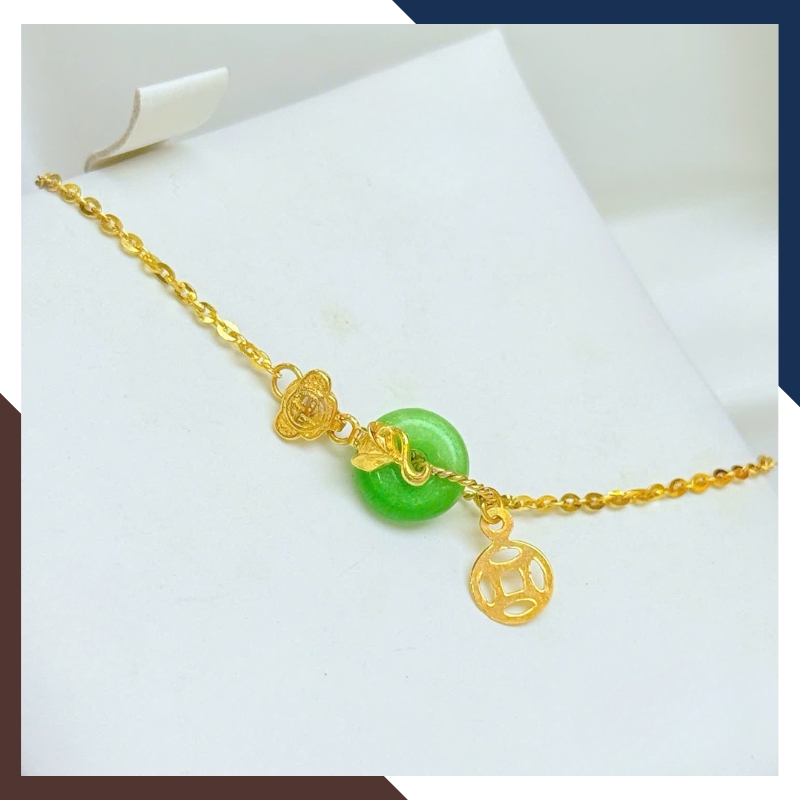 Lắc Tay Phúc Lộc Tình Vàng 10K Phối Hồ Ly, Kim Tiền & Đồng Điếu