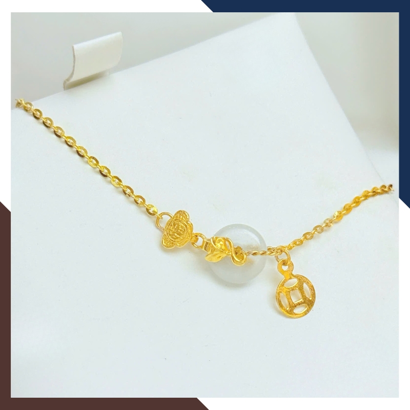 Lắc Tay Phúc Lộc Tình Vàng 10K Phối Hồ Ly, Kim Tiền & Đồng Điếu