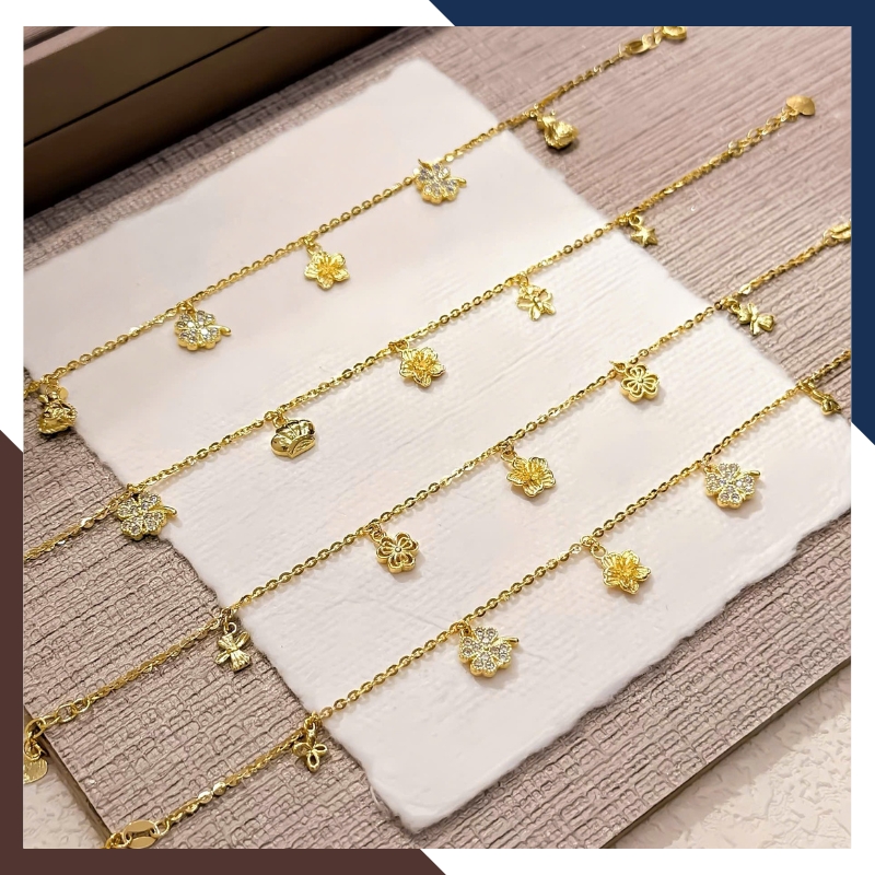 Lắc Tay Vàng 10K Nữ Mix 5 Charm LTVN327 – Trẻ Trung, Dễ Phối