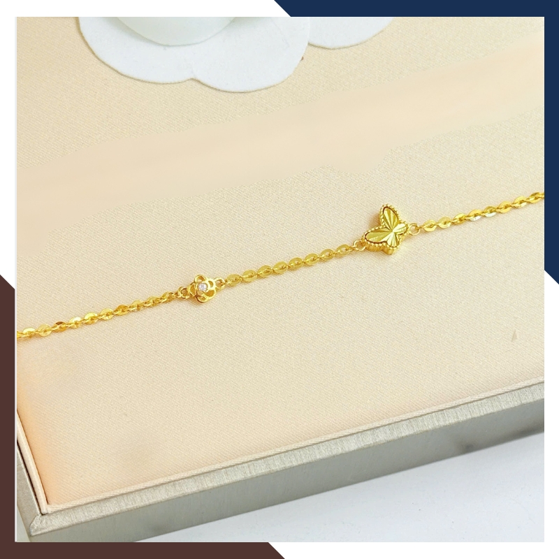 Lắc tay vàng nữ 10k hình con bướm LTVN330 – Thanh mảnh, nữ tính