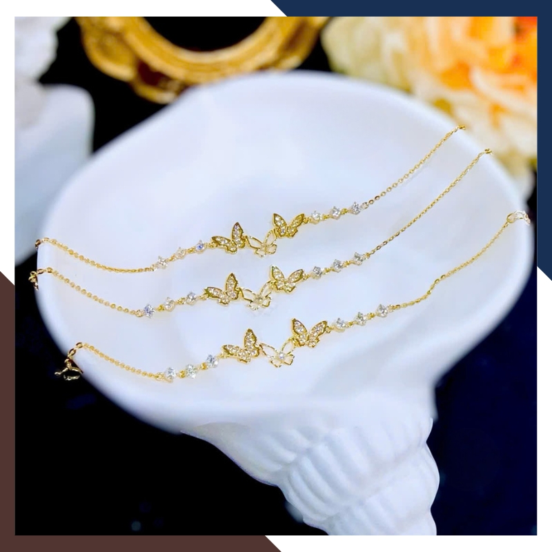 Lắc tay vàng nữ 10k hình con bướm LTVN330 – Thanh mảnh, nữ tính