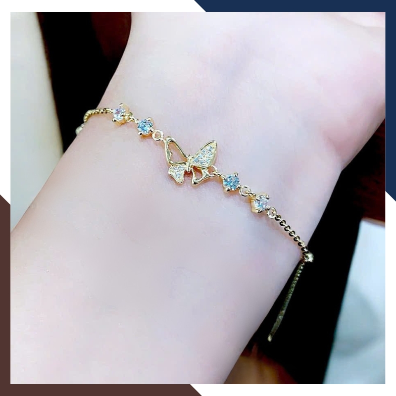 Lắc tay vàng nữ 10k hình con bướm LTVN330 – Thanh mảnh, nữ tính