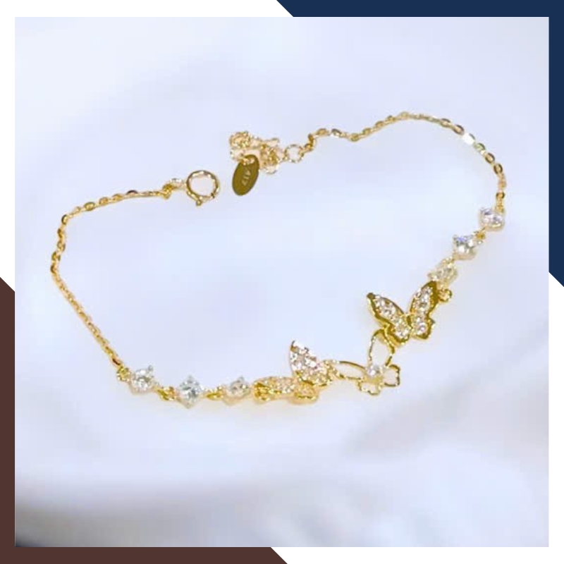 Lắc tay vàng nữ 10k hình con bướm LTVN330 – Thanh mảnh, nữ tính