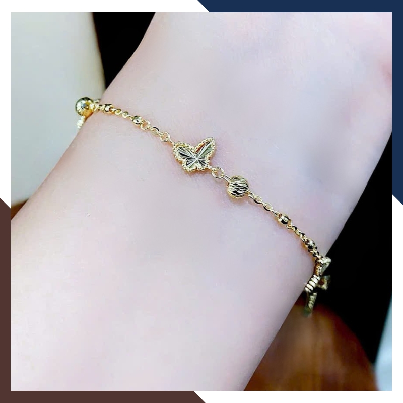 Lắc tay vàng nữ 10k hình con bướm LTVN330 – Thanh mảnh, nữ tính, đeo cực xinh