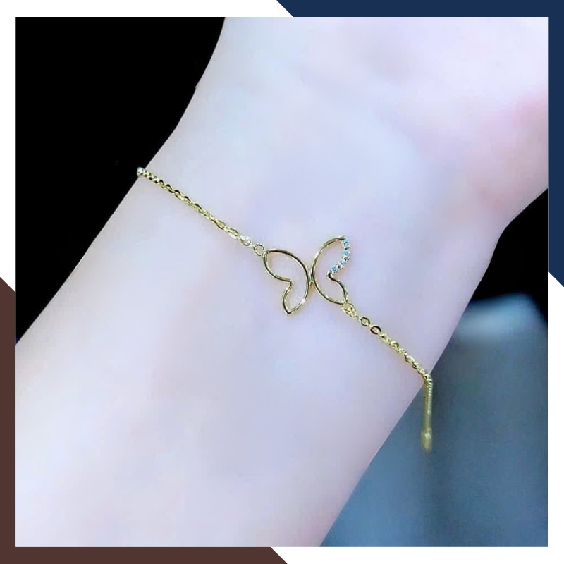 Lắc tay vàng nữ 10k hình con bướm LTVN330 – Thanh mảnh, nữ tính