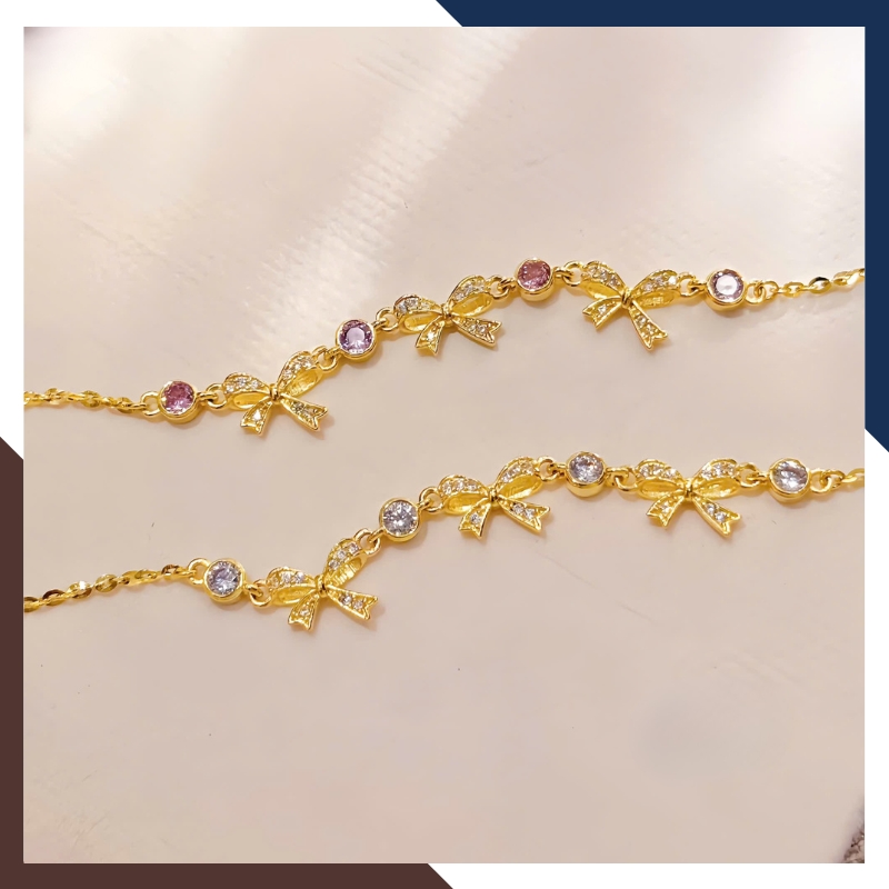 Lắc Tay Vàng Nữ 10K Hình Nơ LTVN337 – Nữ Tính, Dễ Thương, Dễ Phối Đồ