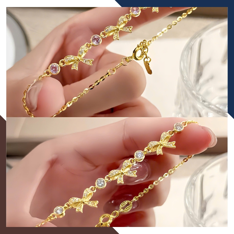 Lắc Tay Vàng Nữ 10K Hình Nơ LTVN337 – Nữ Tính, Dễ Thương, Dễ Phối Đồ