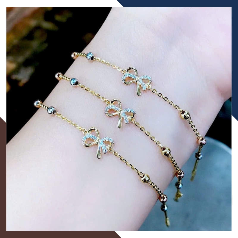 Lắc Tay Vàng Nữ 10K Hình Nơ LTVN337 – Nữ Tính, Dễ Thương, Dễ Phối Đồ