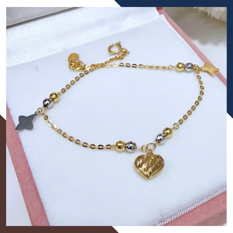 Lắc Tay Vàng Nữ 10K Hình Trái Tim LTVN343 – Quà Tặng Ý Nghĩa Cho Nàng Dịp Đặc Biệt