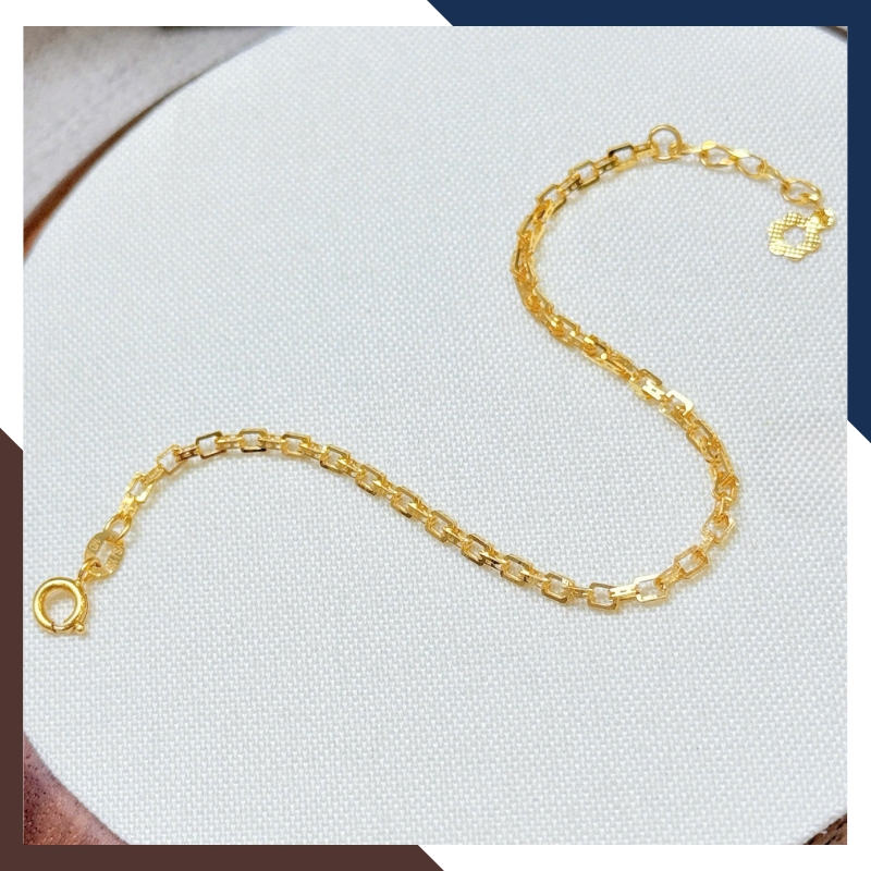 Lắc tay vàng nữ 10k kiểu mắt xích vuông LTVN285 – cá tính – hiện đại – dễ phối