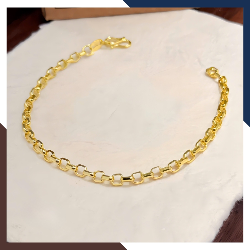 Lắc Tay Vàng Nữ 10K Mắt Xích Vuông LTVN285 – Cá Tính, Hiện Đại, Dễ Phối Đồ