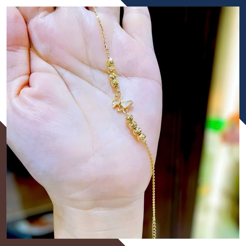 Lắc Tay Vàng Nữ 10K Mix Charm Bướm LTVN391 – Vàng Ý Thanh Mảnh, Nhẹ Nhàng & Nữ Tính