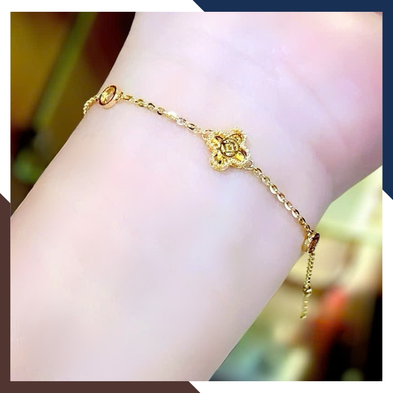 Lắc Tay Vàng Nữ 10K Mix Charm LTVN386 – Dây Mảnh Thanh Lịch, 5 Mẫu Charm Ý Nghĩa