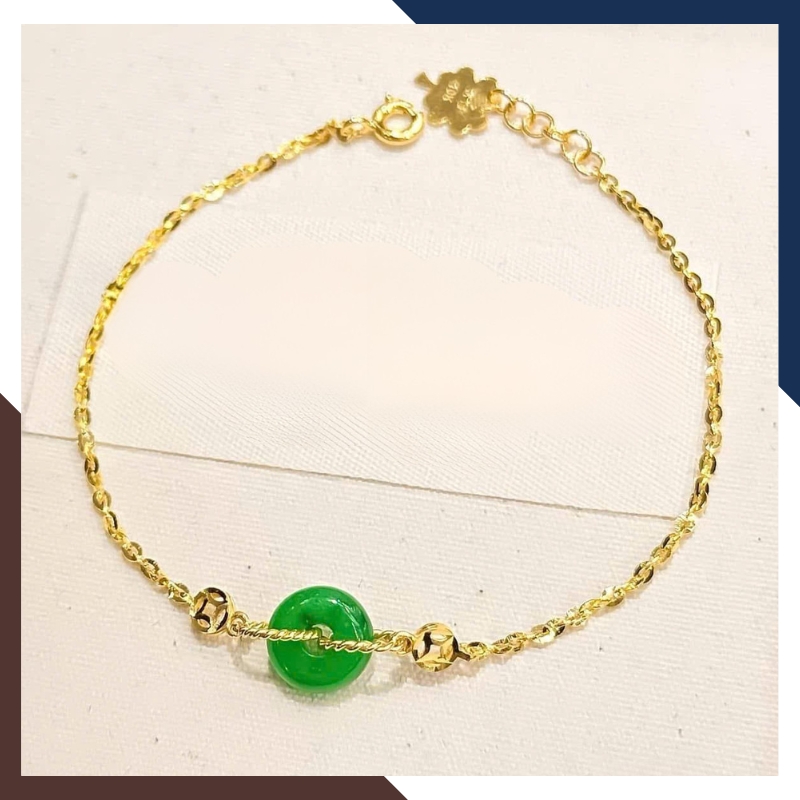 Lắc Tay Vàng Nữ 10K Mix Đồng Điếu Đá Phong Thuỷ Hợp Mệnh