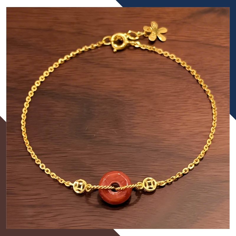 Lắc Tay Vàng Nữ 10K Mix Đồng Điếu Đá Phong Thuỷ Hợp Mệnh