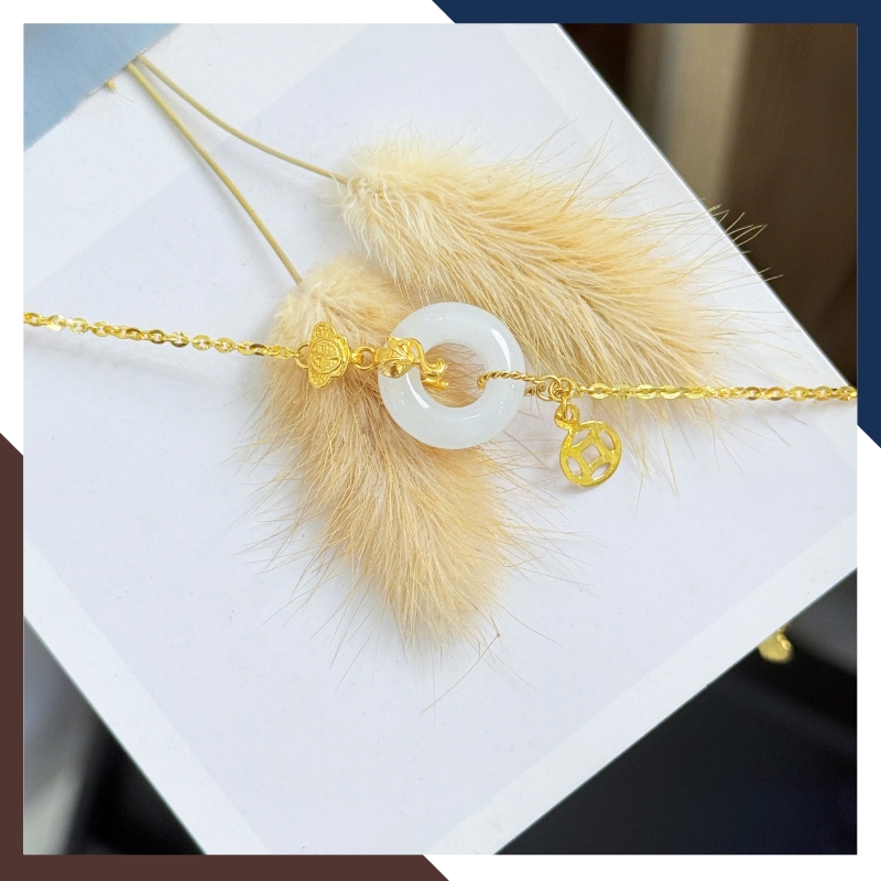 Lắc Tay Vàng Nữ 10K Mix Đồng Điếu Đá Phong Thuỷ Hợp Mệnh