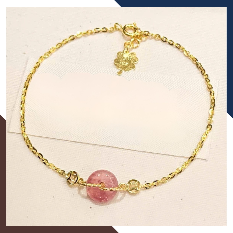 Lắc Tay Vàng Nữ 10K Mix Đồng Điếu Đá Phong Thuỷ Hợp Mệnh Kim Mộc Thuỷ Hoả Thổ LTVN241