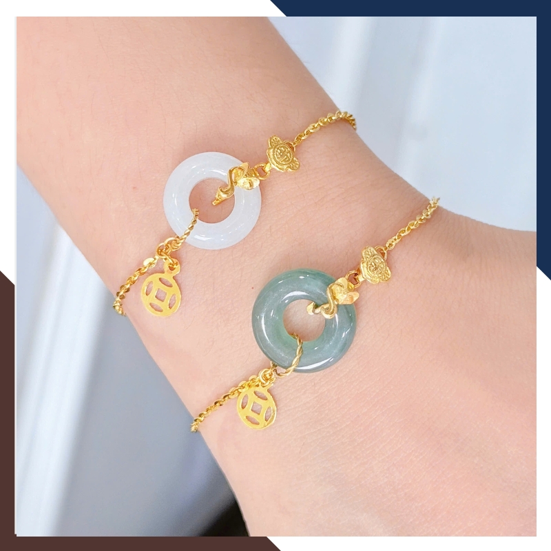 Lắc Tay Vàng Nữ 10K Mix Đồng Điếu Đá Phong Thuỷ Hợp Mệnh Kim Mộc Thuỷ Hoả Thổ LTVN241