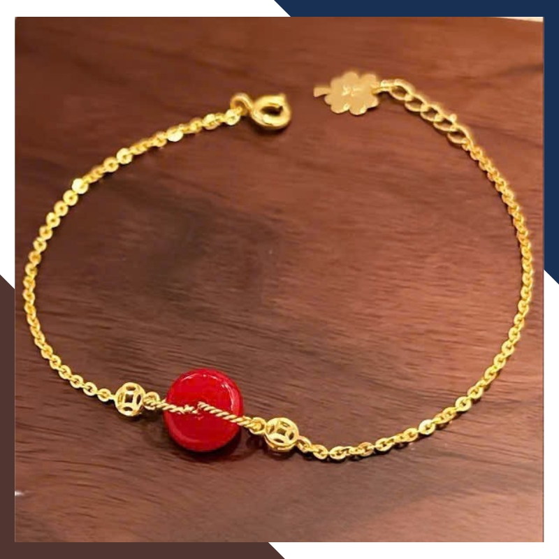 Lắc Tay Vàng Nữ 10K Mix Đồng Điếu Đá Phong Thuỷ Hợp Mệnh