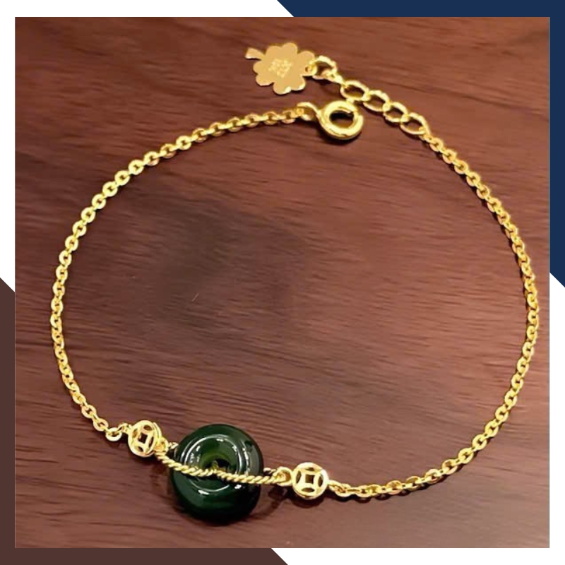 Lắc Tay Vàng Nữ 10K Mix Đồng Điếu Đá Phong Thuỷ Hợp Mệnh