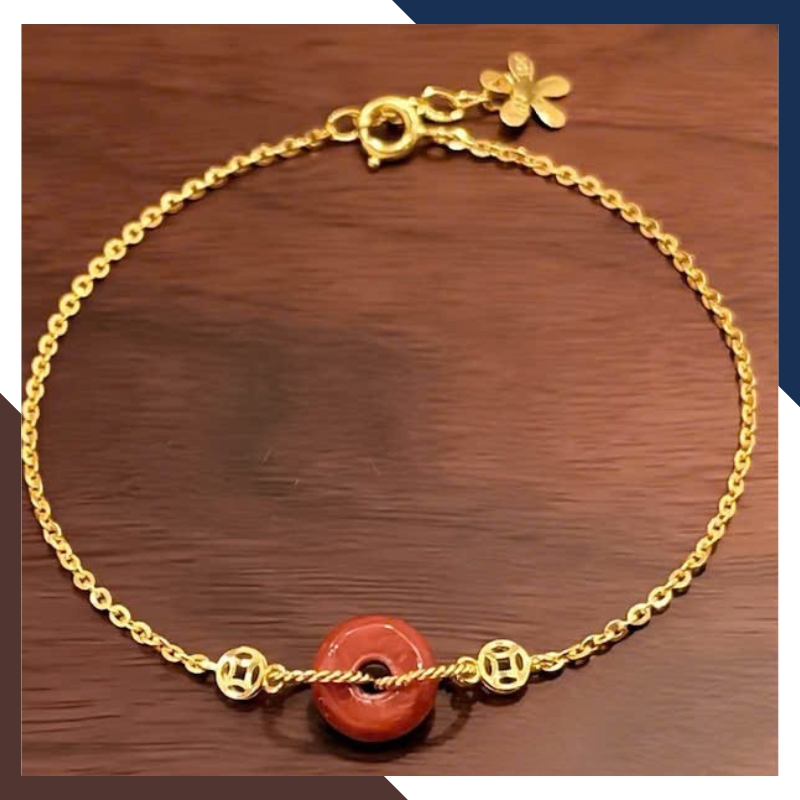 Lắc Tay Vàng Nữ 10K Mix Đồng Điếu Đá Phong Thuỷ Hợp Mệnh