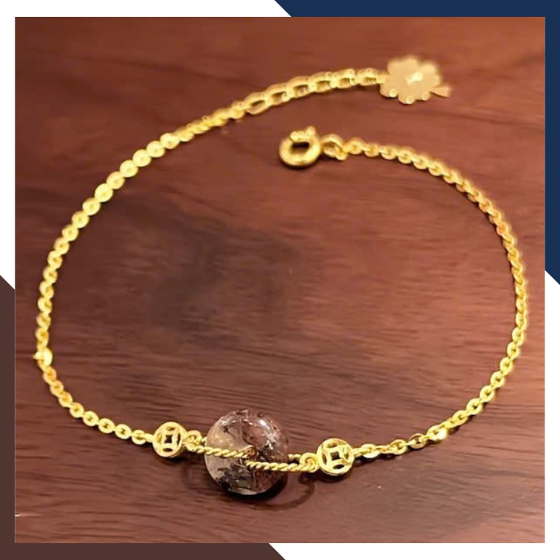 Lắc Tay Vàng Nữ 10K Mix Đồng Điếu Đá Phong Thuỷ Hợp Mệnh