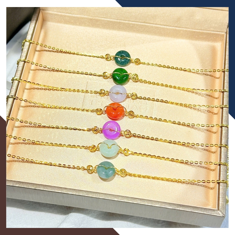 Lắc Tay Vàng Nữ 10K Mix Đồng Điếu Đá Phong Thuỷ Hợp Mệnh