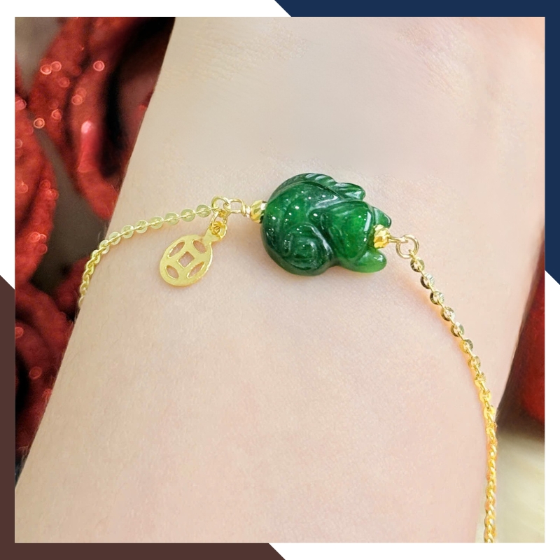 Lắc Tay Vàng Nữ Mix Tỳ Hưu – Hồ Ly – Cỏ 4 Lá May Mắn LTVN222