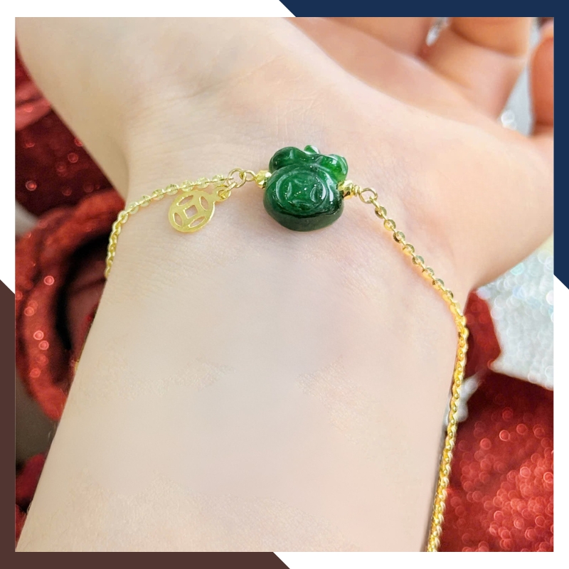 Lắc Tay Vàng Nữ Mix Tỳ Hưu – Hồ Ly – Cỏ 4 Lá May Mắn LTVN222