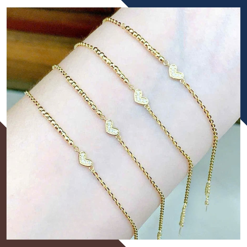 Lắc Tay Vàng Nữ 10K Trái Tim LTVN271 – Quà Tặng Cho Bạn Gái, Người Yêu, Vợ Ý Nghĩa