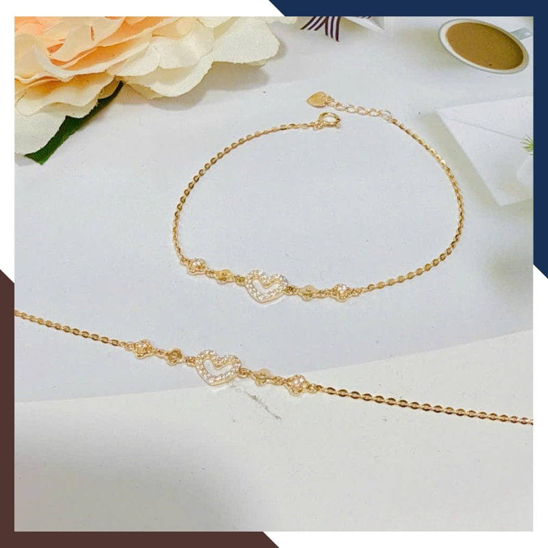 Lắc Tay Vàng Nữ 10K Trái Tim LTVN271 – Quà Tặng Cho Bạn Gái, Người Yêu, Vợ Ý Nghĩa