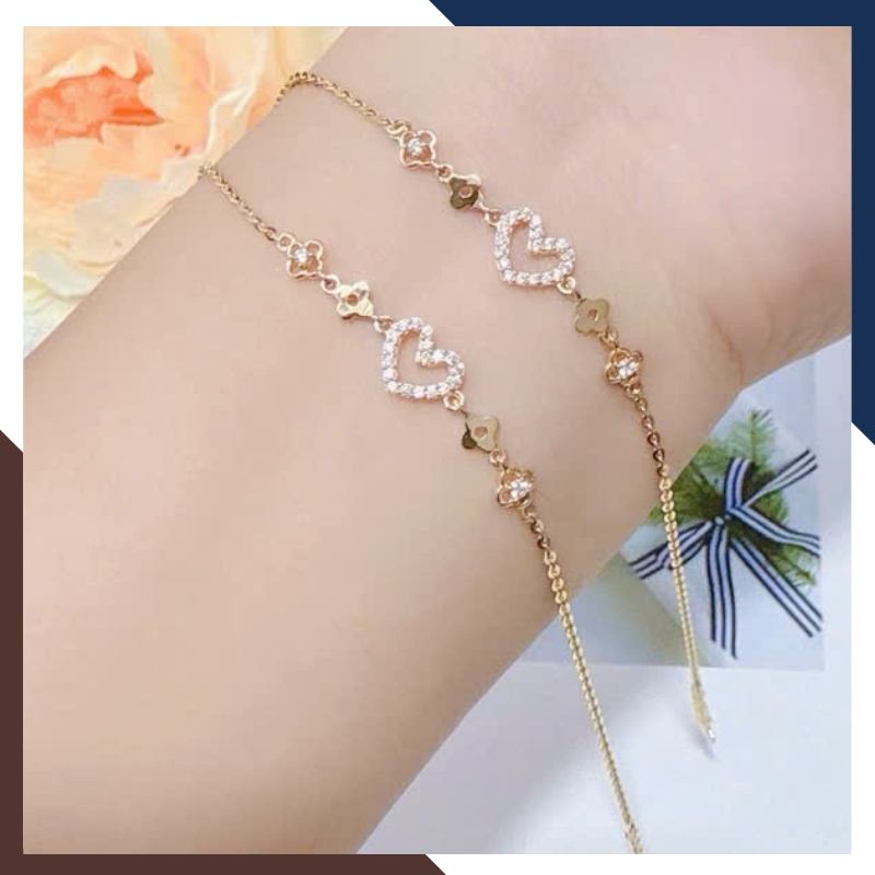 Lắc Tay Vàng 10K Trái Tim LTVN271 – Quà Tặng Bạn Gái/Người Yêu