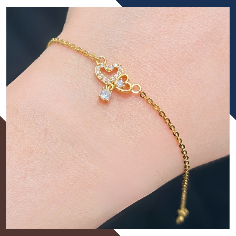 Lắc Tay Vàng Nữ 10K Trái Tim LTVN271 – Quà Tặng Cho Bạn Gái, Người Yêu, Vợ Ý Nghĩa