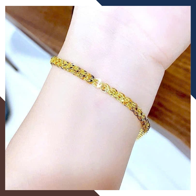 Lắc Tay Vàng Nữ 10K Trơn Kiểu Đuôi Phụng LTVN303 – Bắt Sáng, Sang Trọng