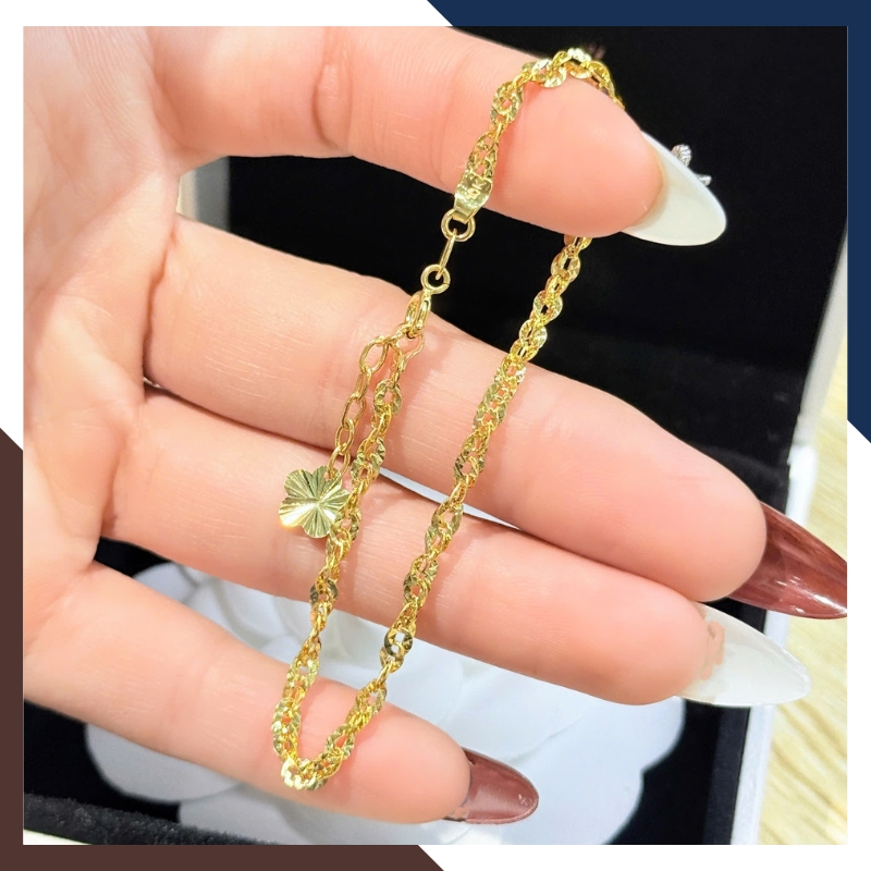 Lắc Tay Vàng Nữ 10K Trơn Kiểu Đuôi Phụng LTVN303 – Bắt Sáng, Sang Trọng