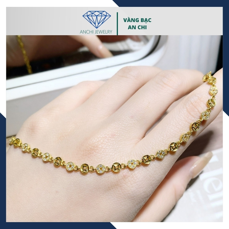Lắc tay vàng nữ đẹp, lắc tay kim tiền vàng tây 10k mã 2721TL91