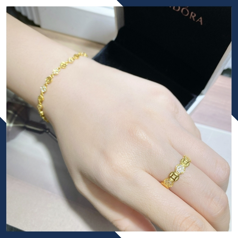 Lắc tay vàng nữ đẹp, lắc tay kim tiền vàng tây 10k mã 2721TL91