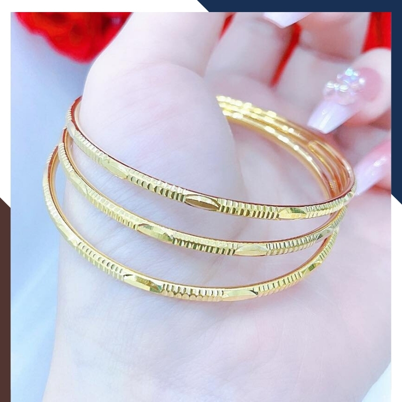 Lắc tay vàng nữ trơn 1 chỉ, lắc tay kiềng cứng vàng tây 10k mã TL100