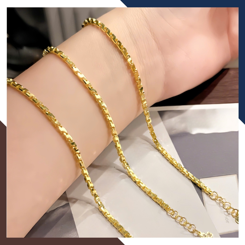 Lắc Tay Vàng Nữ Trơn Kiểu Chữ Cong Hàn Quốc LTVN301