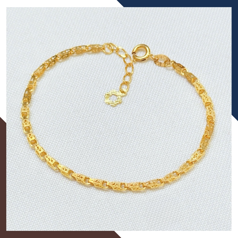 Lắc Tay Vàng Nữ Trơn Kiểu Chữ Cong Hàn Quốc LTVN301