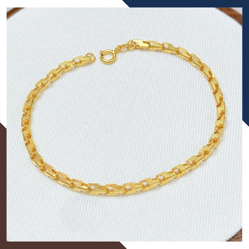 Lắc Tay Vàng Nữ Trơn Kiểu Chữ Cong Hàn Quốc LTVN301