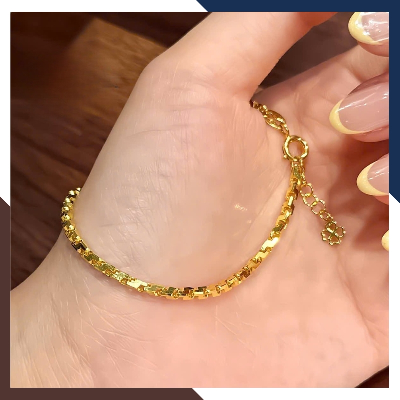 Lắc Tay Vàng Nữ Trơn Kiểu Chữ Cong Hàn Quốc LTVN301