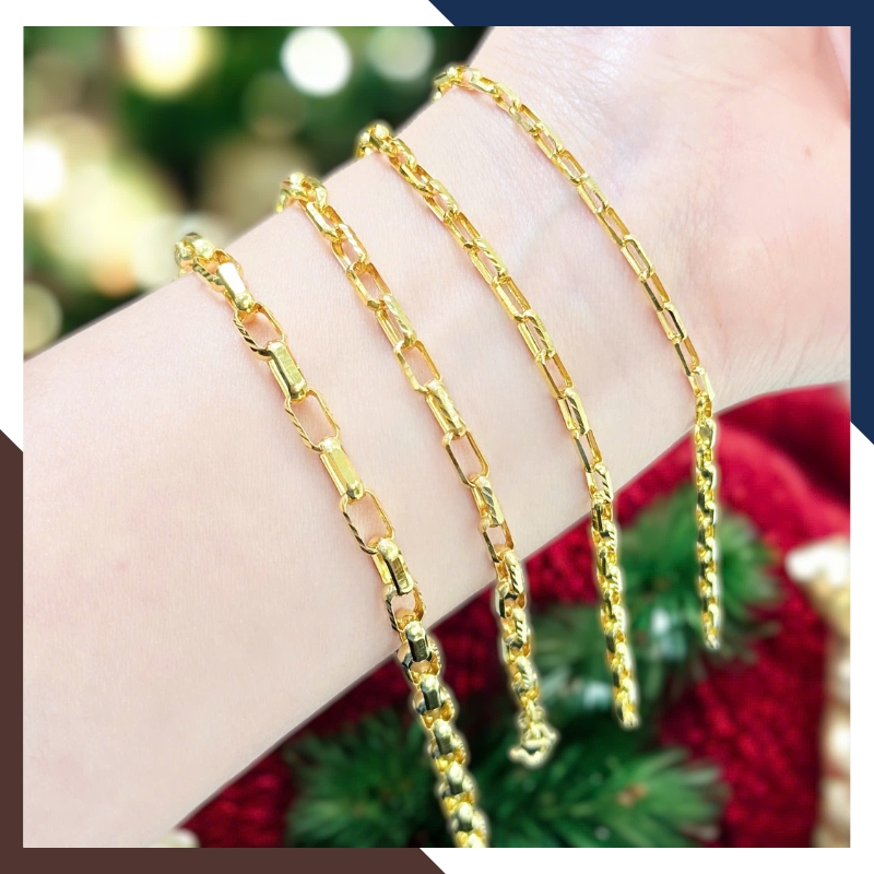 Lắc Tay Xích Vàng 10K LTVN278 – Nhiều Size Phù Hợp Nam, Nữ, Trẻ Em – Có Giấy Kiểm Định